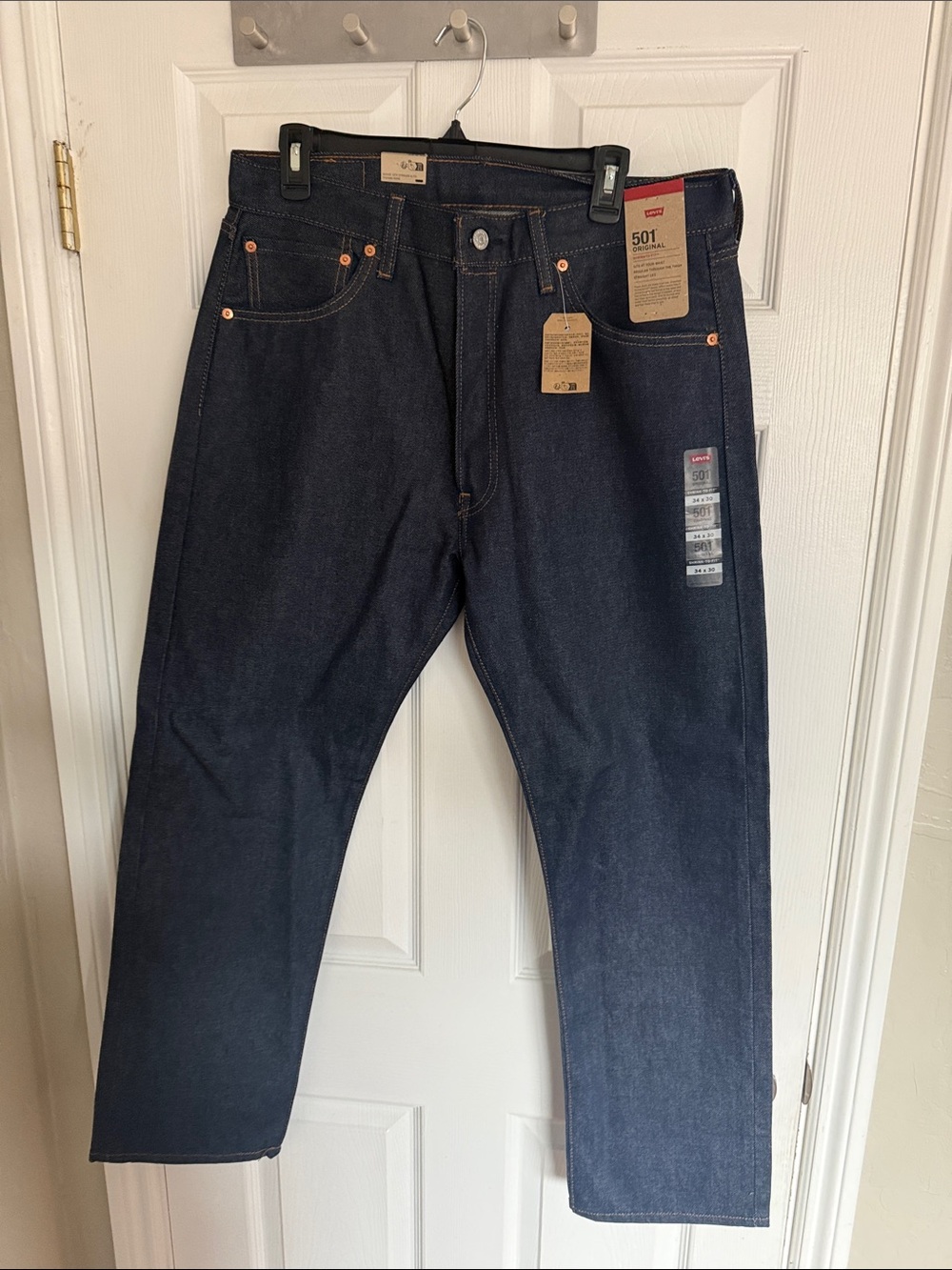 Levi's 501 34x30 shrink to fit Straight Leg Jeans in Dark Indigo NWT